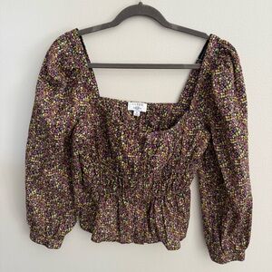 J. Crew Floral Blouse - Black and Purple